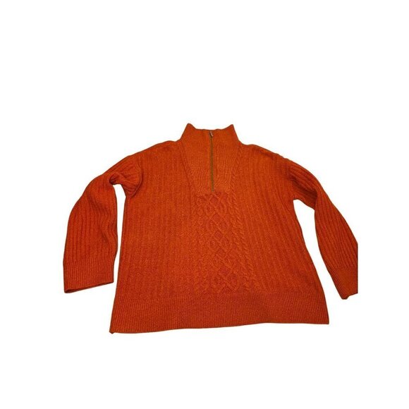 St. Johns Bay Orange Cable Knit Half-Zip Sweater XL Polyester/Spandex - Picture 6 of 11